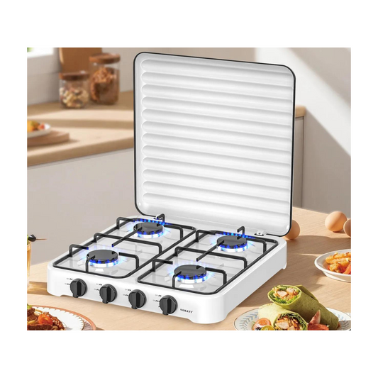 Cocina de Gas con Tapa de Acero 4 Platos